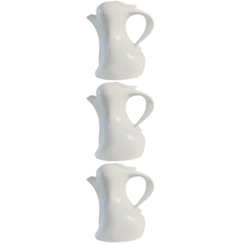 Set of 3 White Ceramic Office Kettle Stainless Steel Portable-