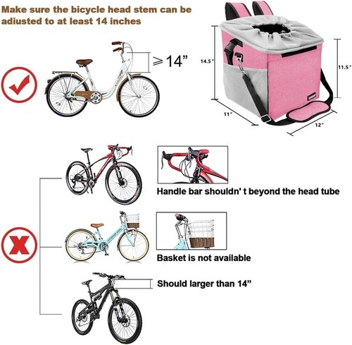 Outdoor Pet Carrier Bicycle Basket Bag Pet Carrier Booster Backpack Dogs Cats - Picture 6 of 9