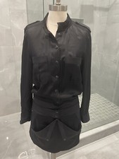 BALENCIAGA BLACK LONG SLEEVE SILK DRESS EU SIZE 36
