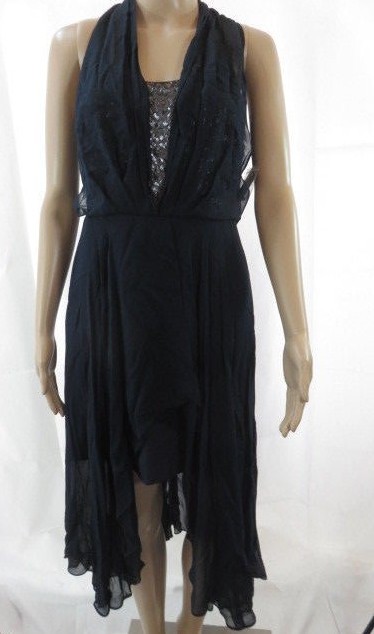 nicole miller blue sequin dress Nicole Miller Strapless Gown Navy Blue Sequin Silk Size 6