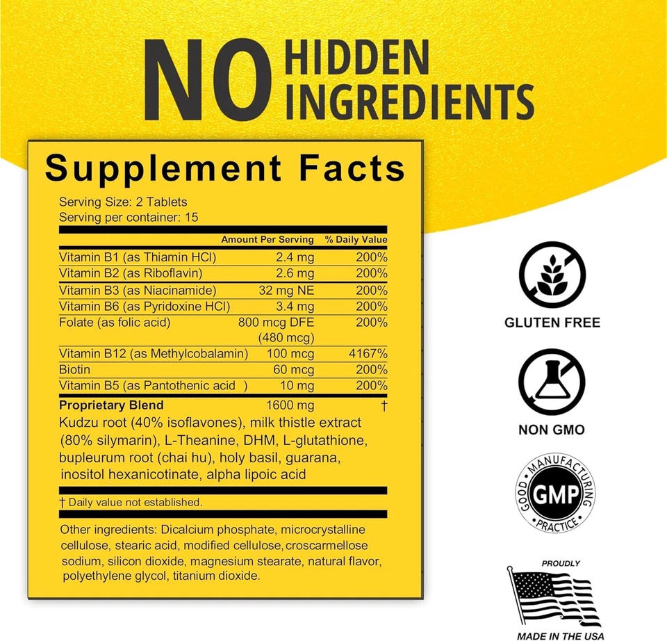 Vitinity Drink & Liver Support - Kudzu, cardo mariano, DHM y 15+ pestaña de mezcla de hierbas Foto 3 de 4