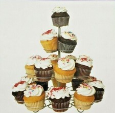 Cupcake 4 Tier Dessert Stand Display Wed Party Silver Swirl Wire Centerpiece