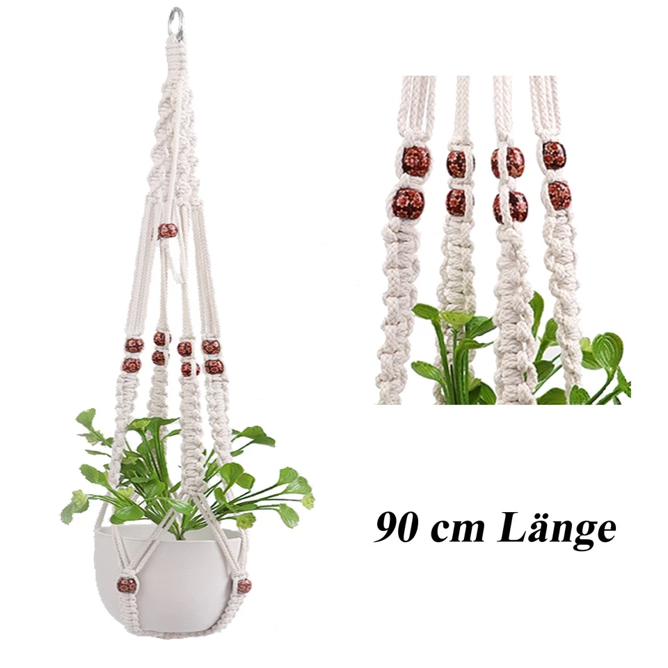 Premium Makramee Blumenampel Blumentopf Garten Balkon BOHO Hängeampel Wandbehang - Bild 2 von 4