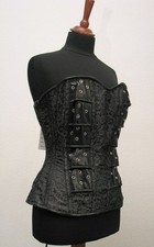 Brokat Corsage mit Kunstleder Imitat Festes Korsett Vollbrustkorsett Größe M