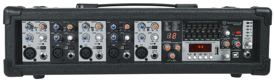 Rockville RPM47 1800w Powered 5-Ch Mixer/Amplifier w/Bluetooth For Church/School - Image 2 of 4