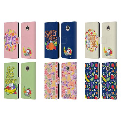 OFFICIAL PEANUTS NATURALLY SWEET LEATHER BOOK WALLET CASE FOR MOTOROLA PHONES