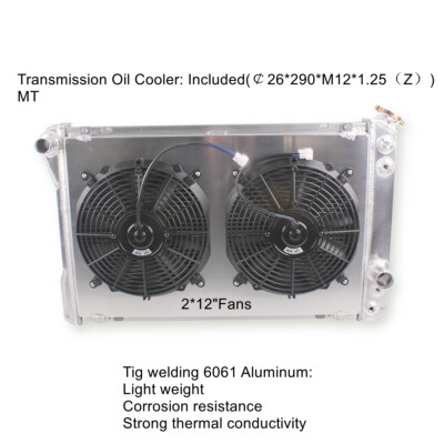 3 Rows Full Aluminum Radiator+12 Fan+Shroud For 1982-1992 Chevy Camaro/ Firebird