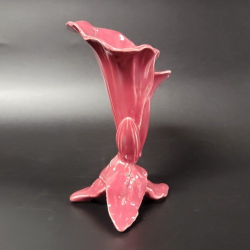 VTG Pink Lily Flowers Double Chamber Vase Art Nouveau 6.25 Inch - Picture 5 of 10