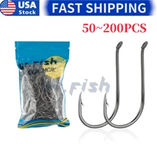 50/200pcs Octopus Fishing Hooks Size 6 4 2 1 4/0 5/0 9/0 Offset Saltwater
