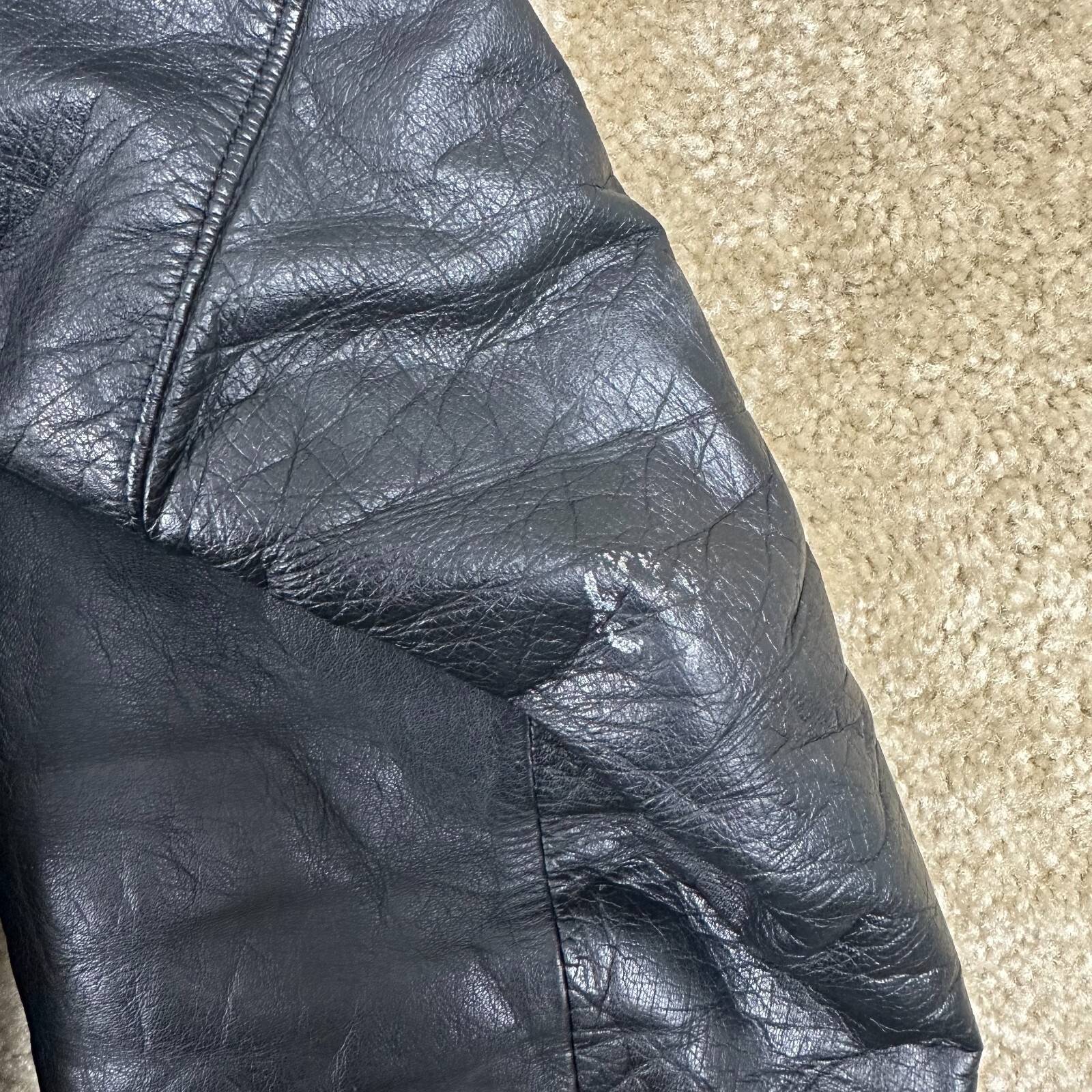 Guy Laroche Paris Mens Bomber Jacket L Leather Zip Up snap Black