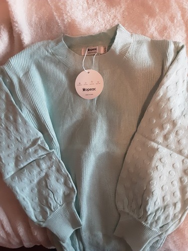 X Opeac Girls Mint Green Long Sleeve Sweater EU120 Size 5/6 USA New - Picture 4 of 6