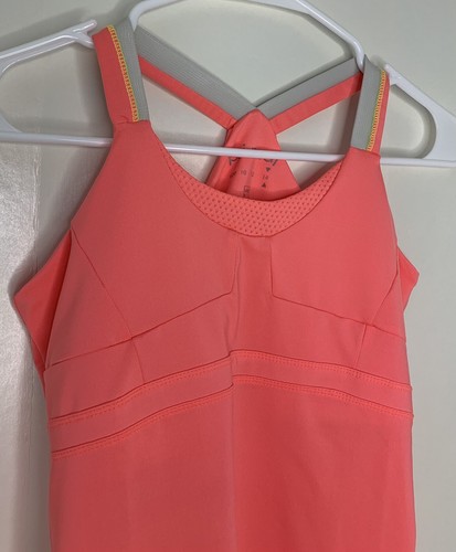 Prima by Lucky in Love Girls size 14 Tank Top Racer Back Coral pink gray accents - Picture 2 of 5
