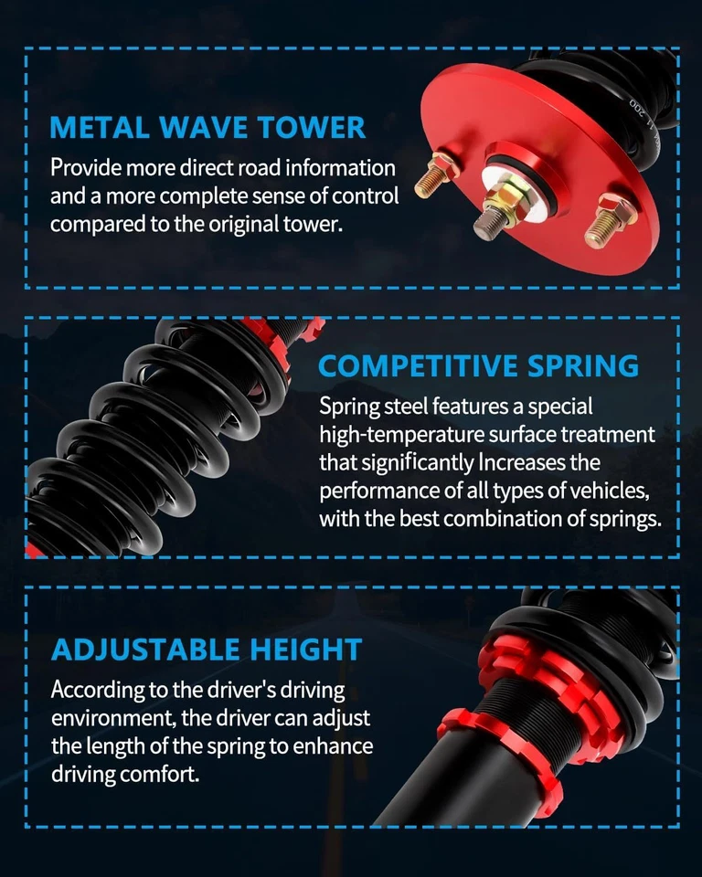 Kits de suspensión enrollables para puntales Honda Prelude 1992-2001 altura ajustable Foto 4 de 4