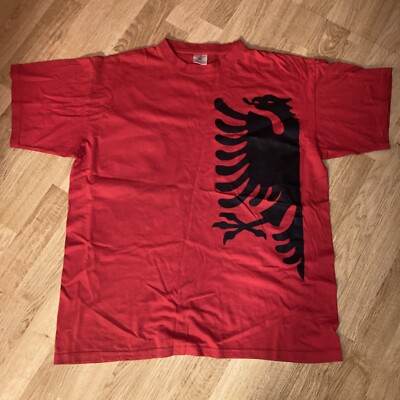 T-Shirt ALBANIEN knallrot mit Doppel Adler - Republika e Shqipërisë - Größe L