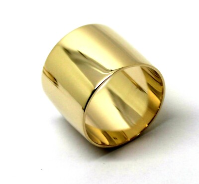 Size L Genuine New 9k 9ct Yellow Gold Solid 15mm Extra Wide Band Ring