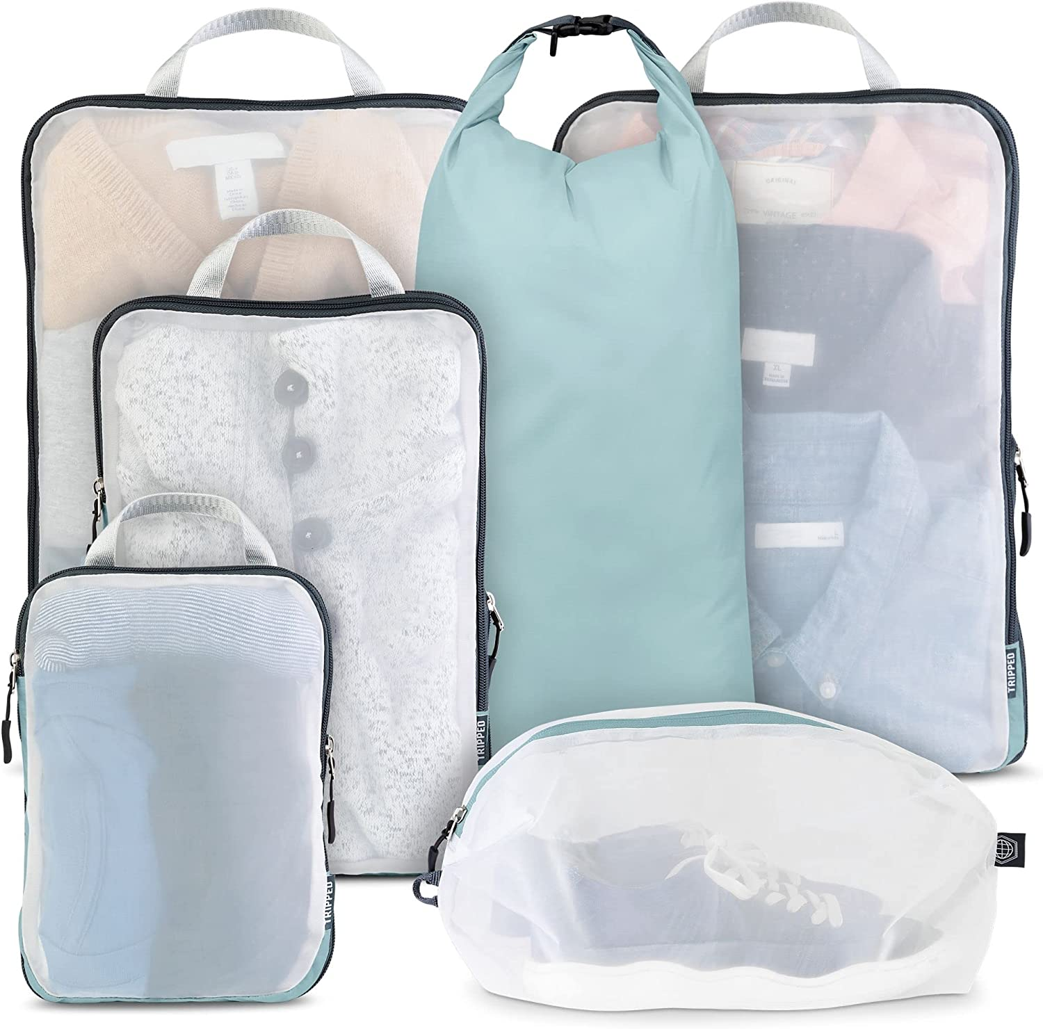 Large Packing Cube Set with See through Mesh- Compression Packing Cubes Travel O
