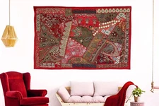 Wall Décor Tapestry Vintage Embroidered Ethnic Beaded Hand work Wall Hanging