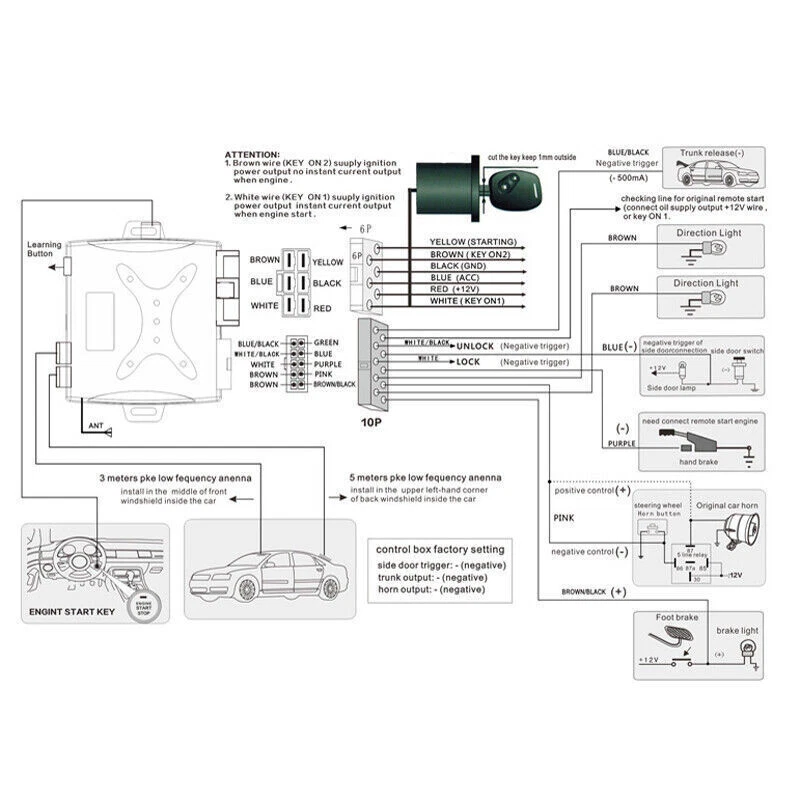 Car Keyless Entry Engine Start Stop Alarm System Push Button Remote Control Kit - Imagem 4 de 4
