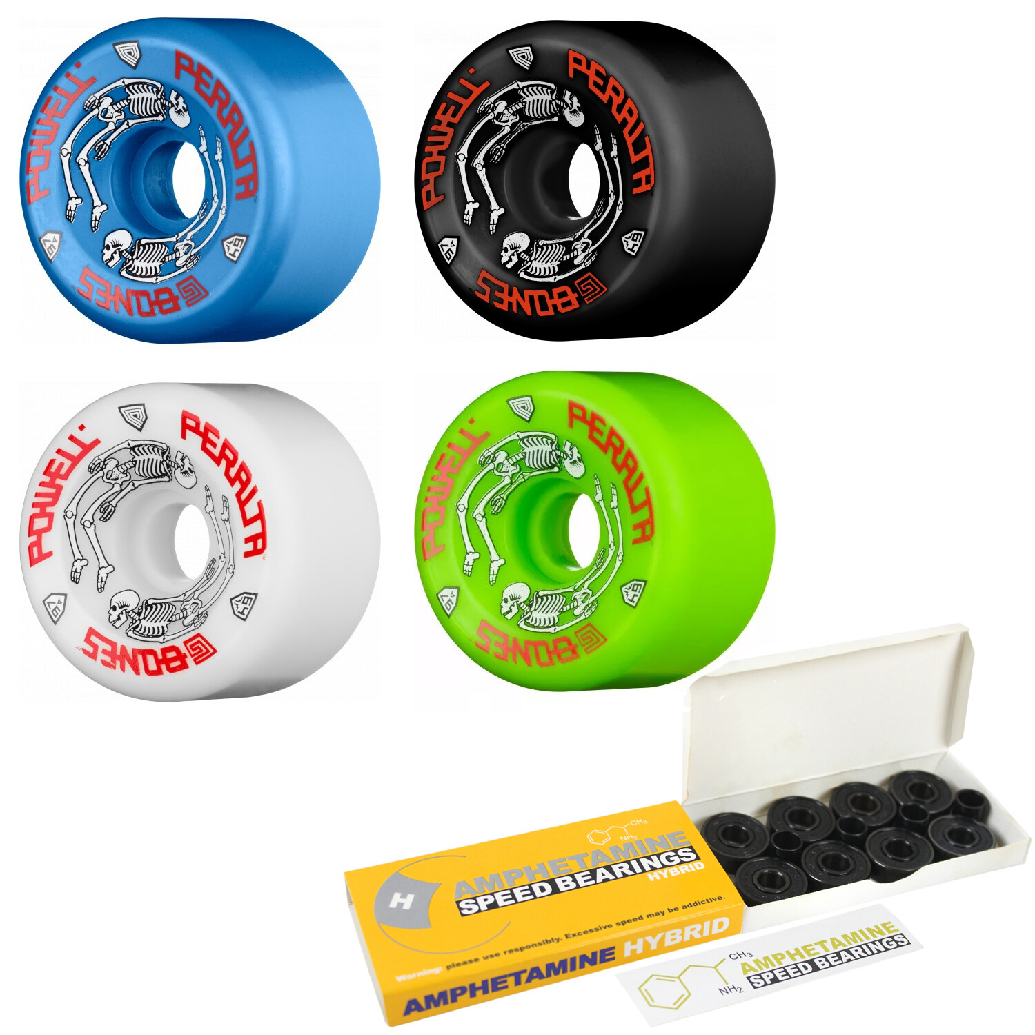 Powell Peralta G-Bones Skateboard Wheels with Hybrid Ceramic Bearings