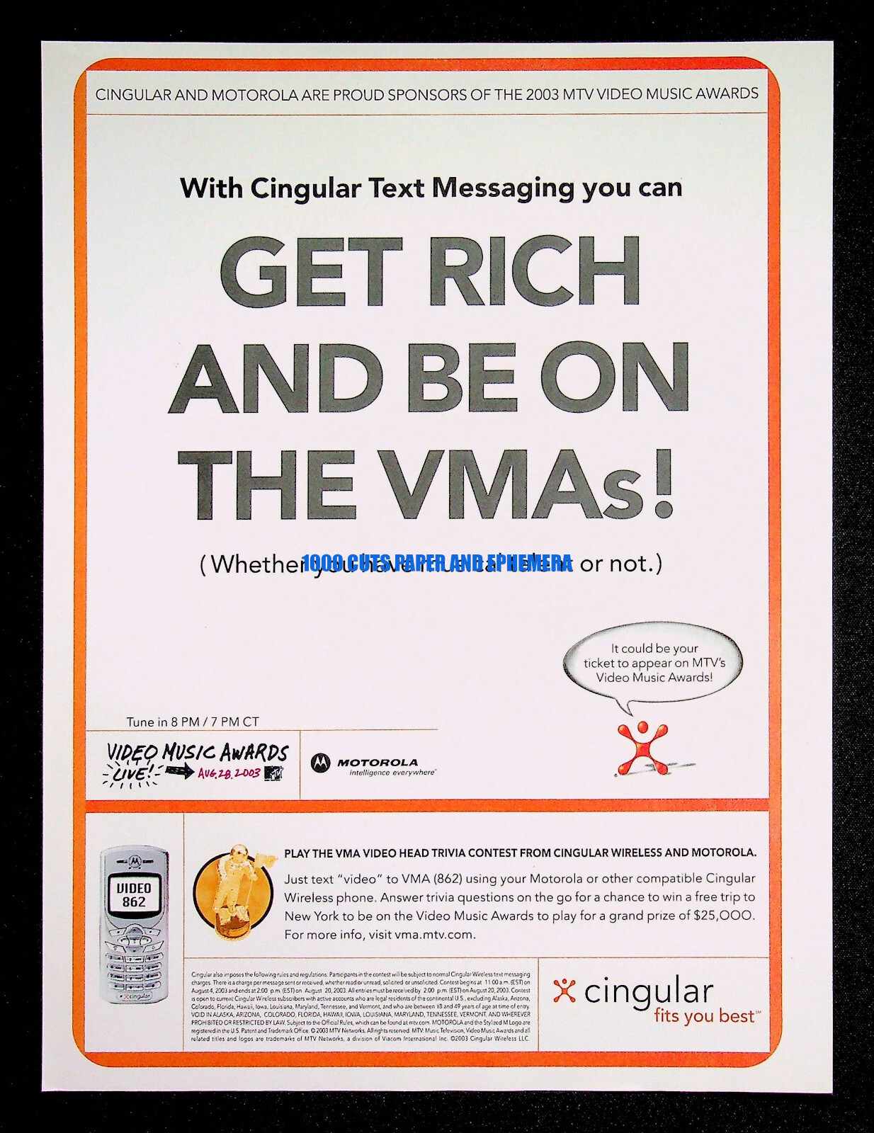 Cingular Wireless Cell Phone Service 2003 Motorola Print Magazine Ad