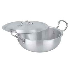 Induction Base Wok Stir Deep Fry Pan With Lid Aluminum Karahi Pan