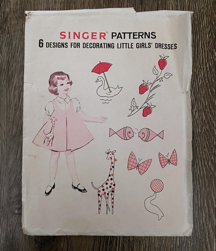 1960 Singer Pattern 6 Designs For Decorating Girls Dresses Appliqué