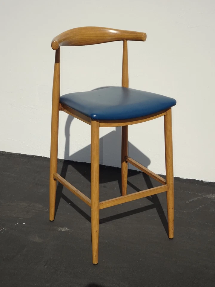 Par de taburetes de bar vintage modernos de mediados de siglo de metal azul taburetes de bar Foto 4 de 4