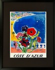Côte d'Azur France ENCADRÉE 11,75 x 14,75" Affiche Vintage Print Art Style Rétro