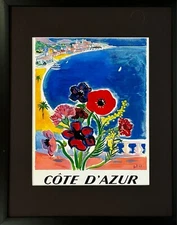 Cote D' Azur France FRAMED 11.75 x 14.75" Vintage Poster Print Retro Style Art