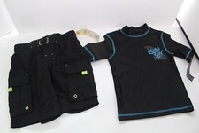 NWT Lot Boys Size XS 4-5 Cherokee Black Swimsuit Surfs Up Swim Shirt UPF 50