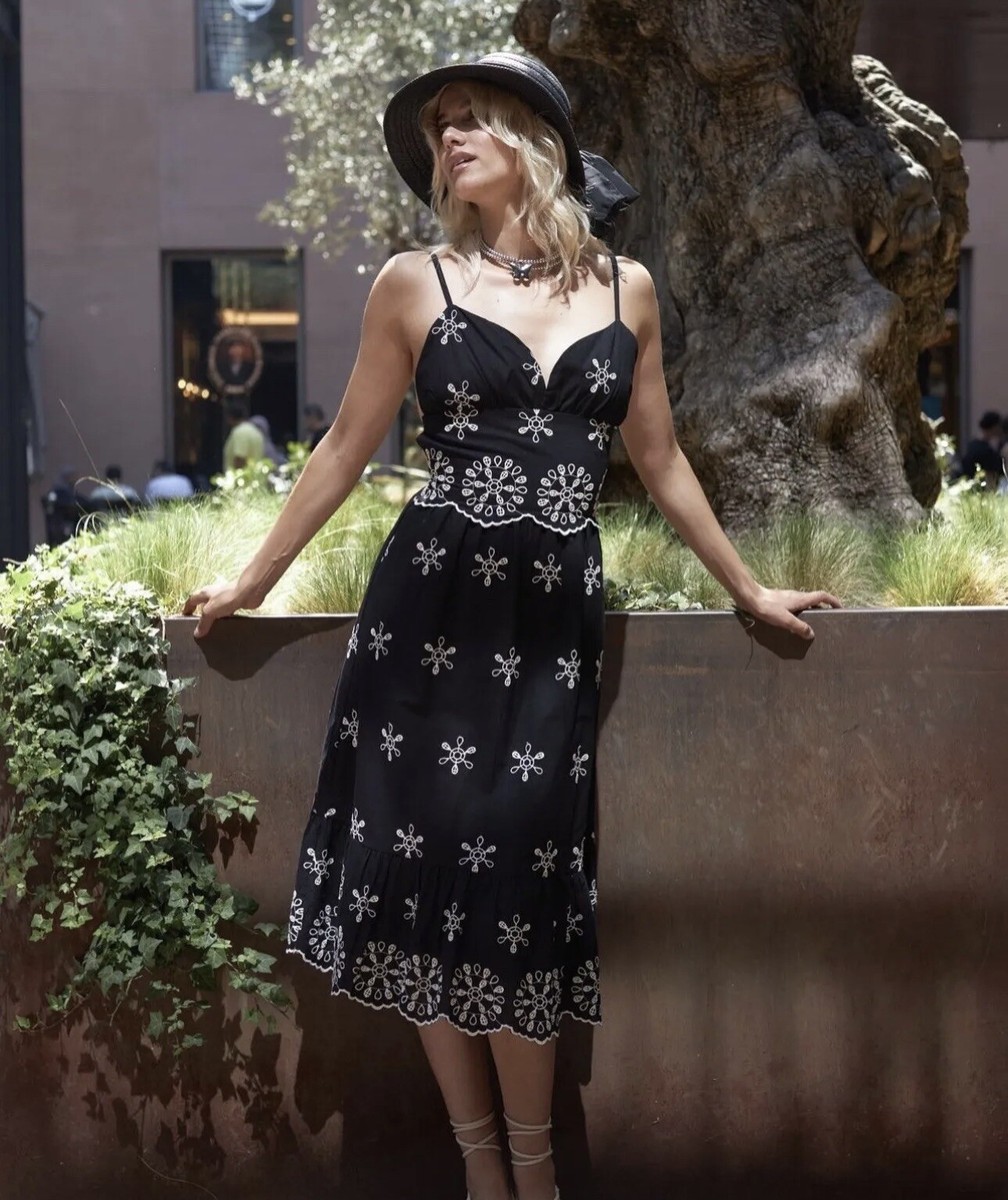 ZARA SIZE XS WOMEN Embroidered Dress Black HALTER NECK BOHO NWT | eBay
