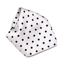 Vesuvio Napoli WHITE with BLACK Polka Dots Handkerchief Pocket Square Hanky