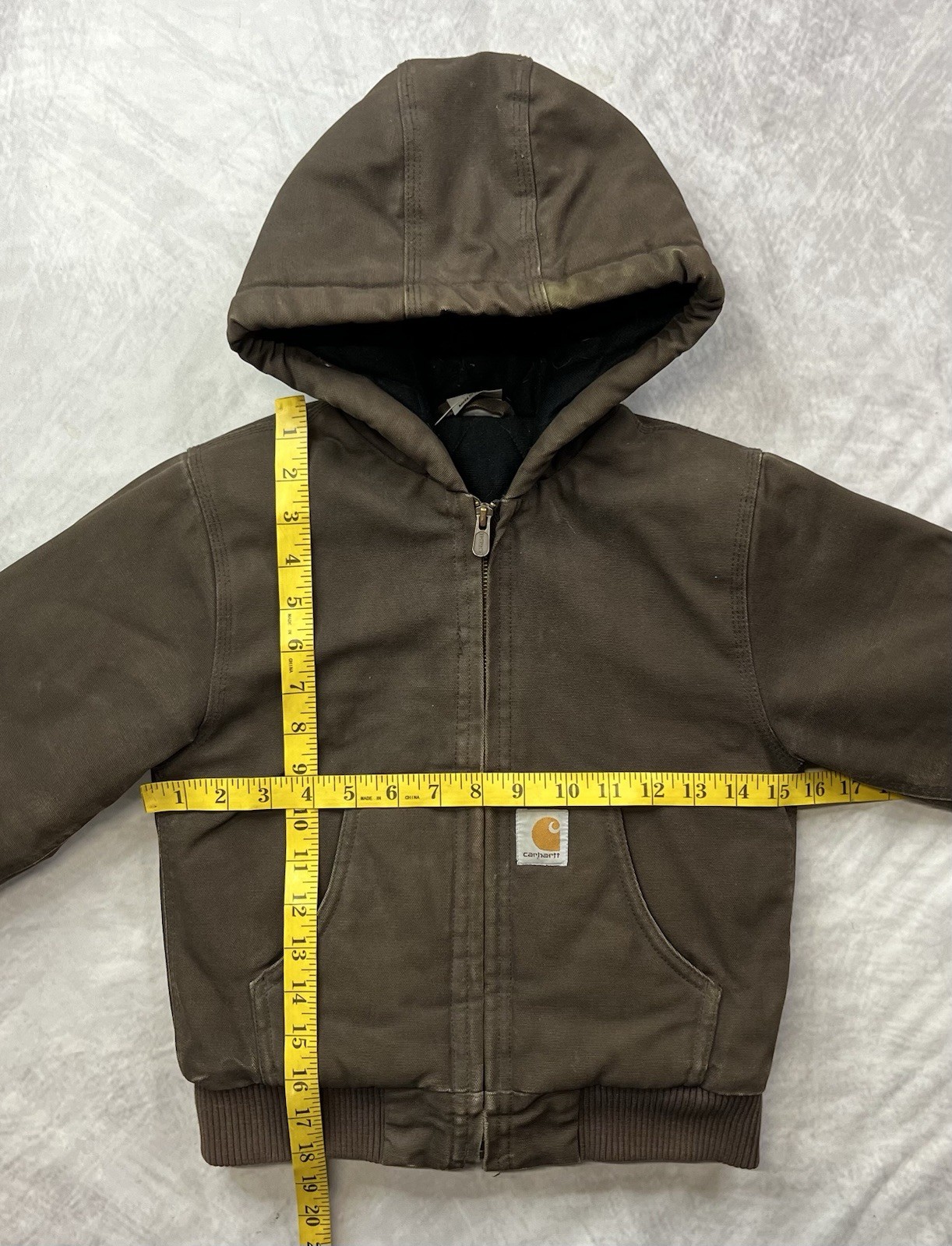 Carhartt Chocolate Brown Hooded Jacket Quilted Youth  Size XXS 4-5 thumbnail 4