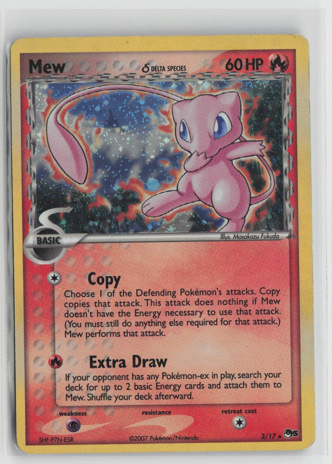 Mew (Delta Species) Rare Holo Error Inverted Back POP 003/017 MP