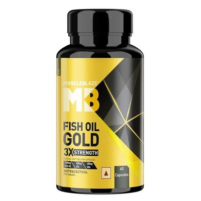 MuscleBlaze Omega 3 Fish Oil Gold | 1300mg - (60 Kapseln)