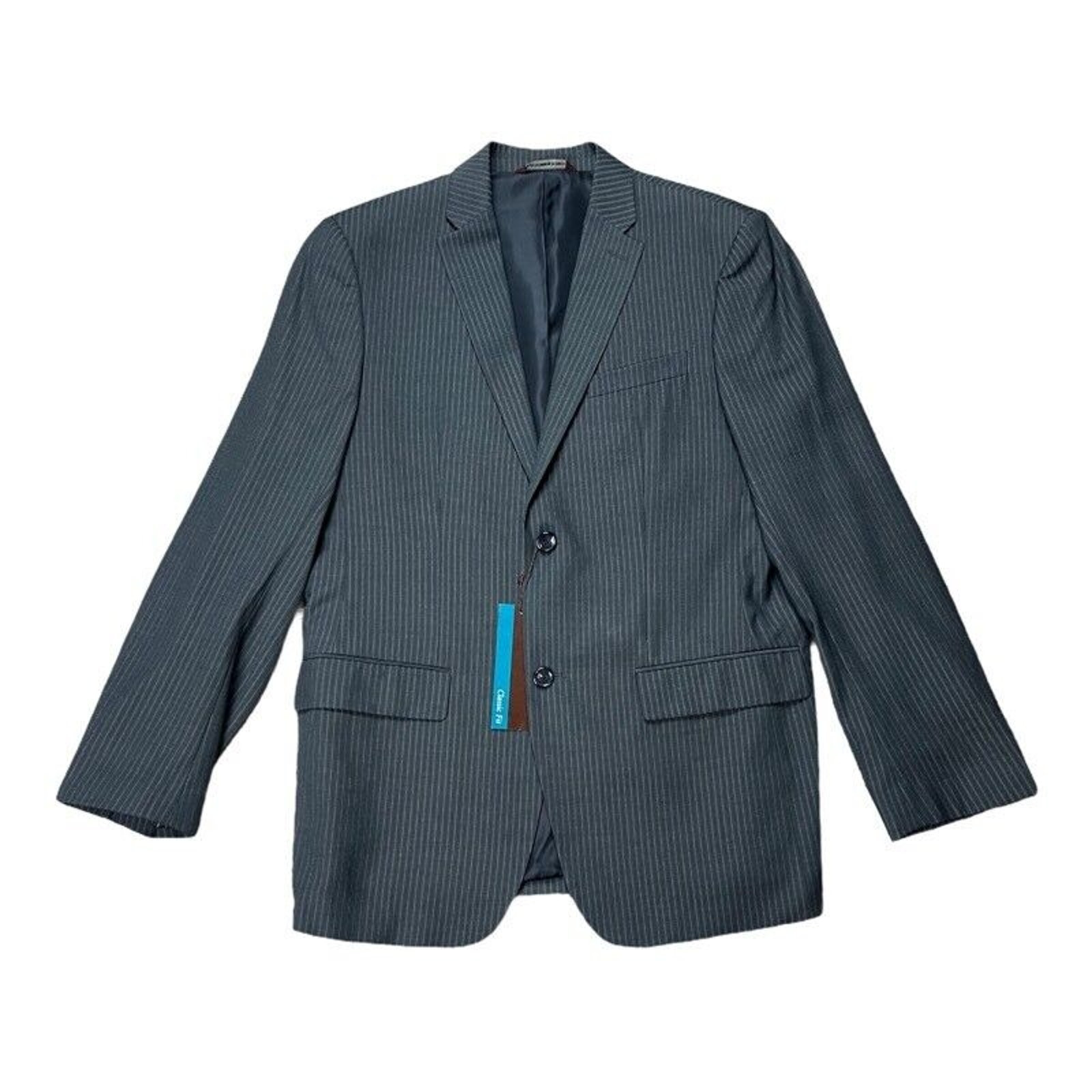 Perry Ellis Mens Two Button Suit Jacket Charcoal Pinstripe C