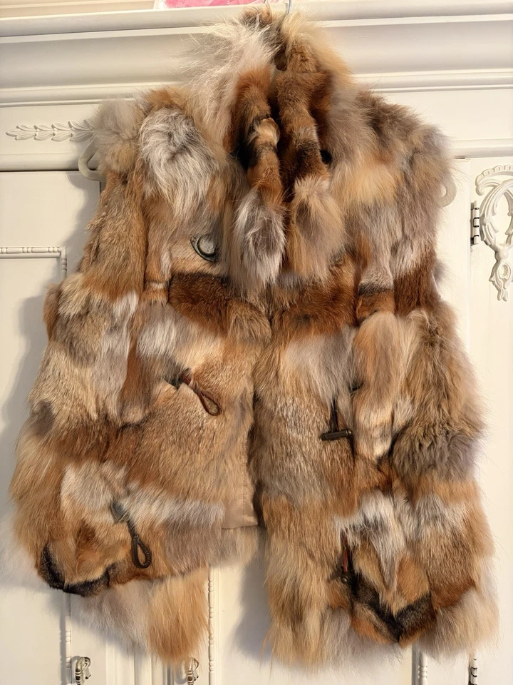 Chaleco de piel de conejo vintage, talla S Foto 3 de 4