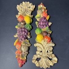 Vintage Syroco 1960’s Fruit Wall Hanging Plaque Made In USA Set Of 2 Retro MCM