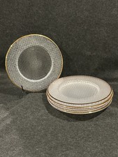 Set of 6 Clear Glass Charger Plates Gold Rim 12.5" Elegant Wedding Holiday Table