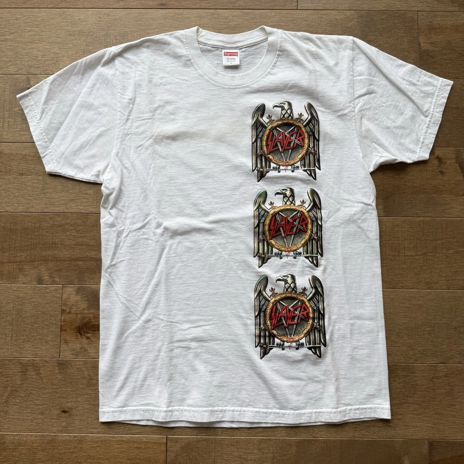 T shirt Supreme Slayer logo pentagramme blanc grand