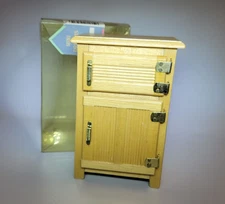 Dollhouse Miniature Kitchen Home Wooden Ice Box Fridge Natural Oak Finish 1:12