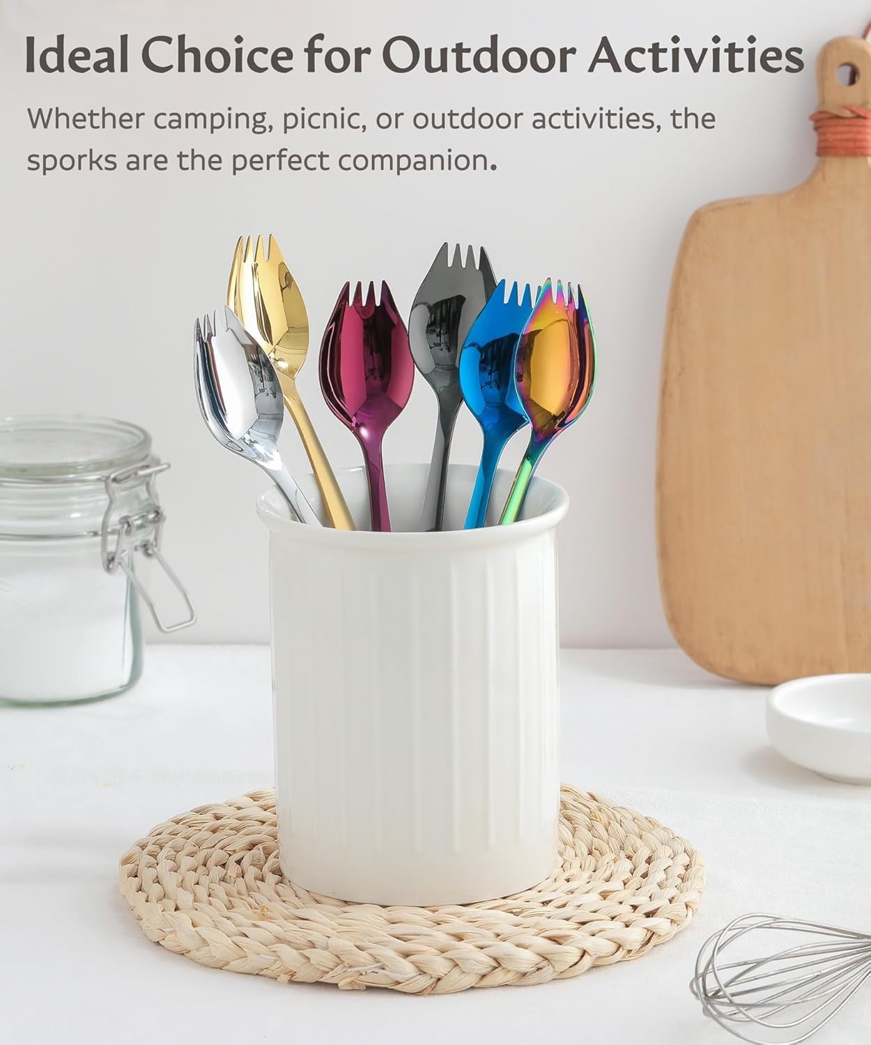 7-inch Spork Stainless Steel, Reusable Metal Sporks, Set of 4