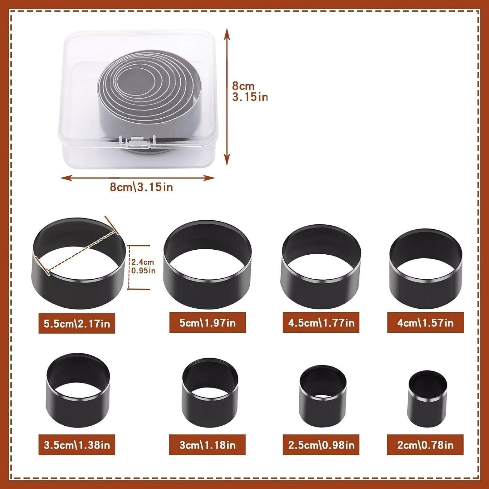 8PCS New Leather Round Circle Cutting Die Alloy Steel Leather Punching Tools