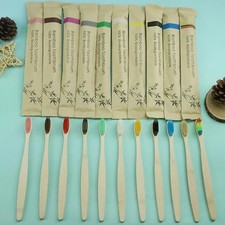 Bamboo Toothbrushes 10pcs Soft Bristle Charcoal Natural Eco-friendly
