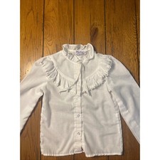 Vintage Hey Cookie California Girls White Ruffle Lace Blouse Victorian Top