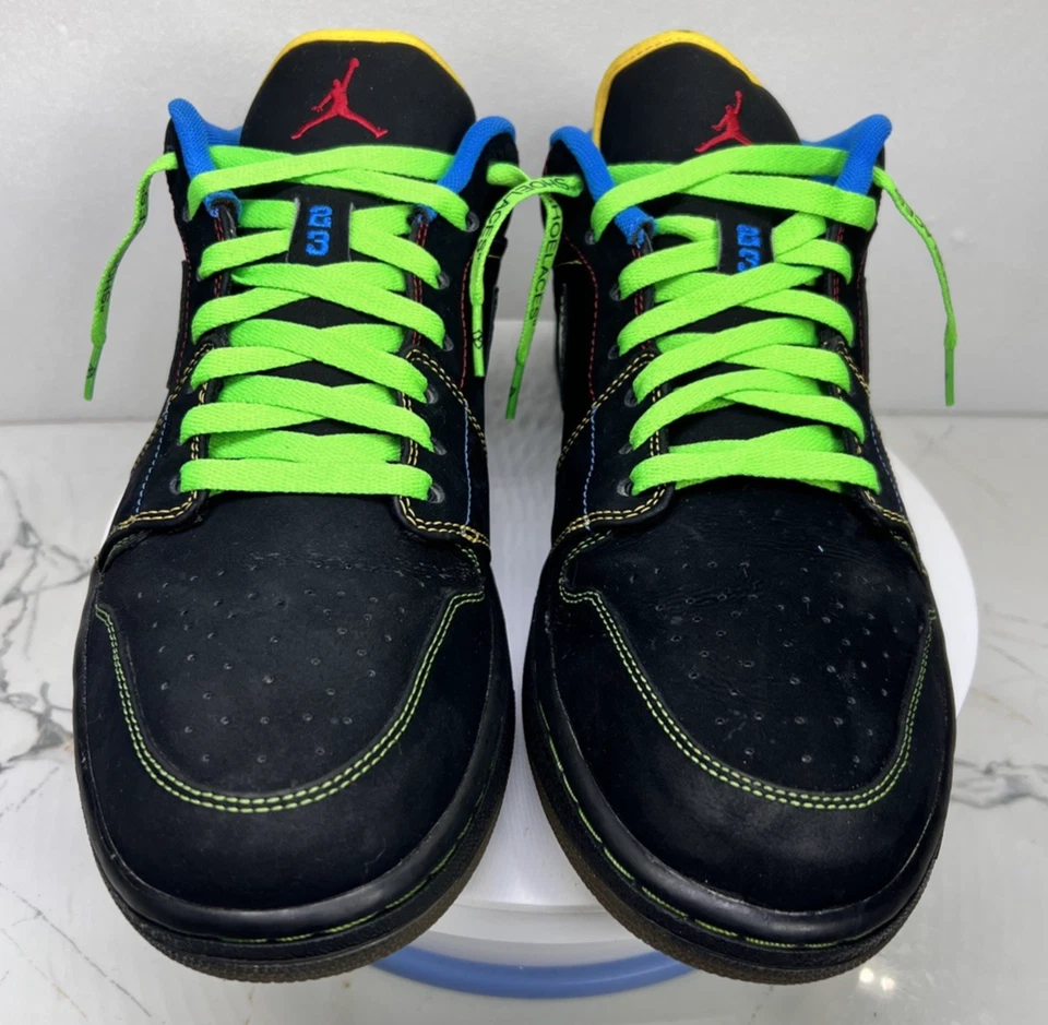 Jordan 1 Phat Low Olympic negro multicolor RARO 12.5 con cordones de neón Foto 2 de 4