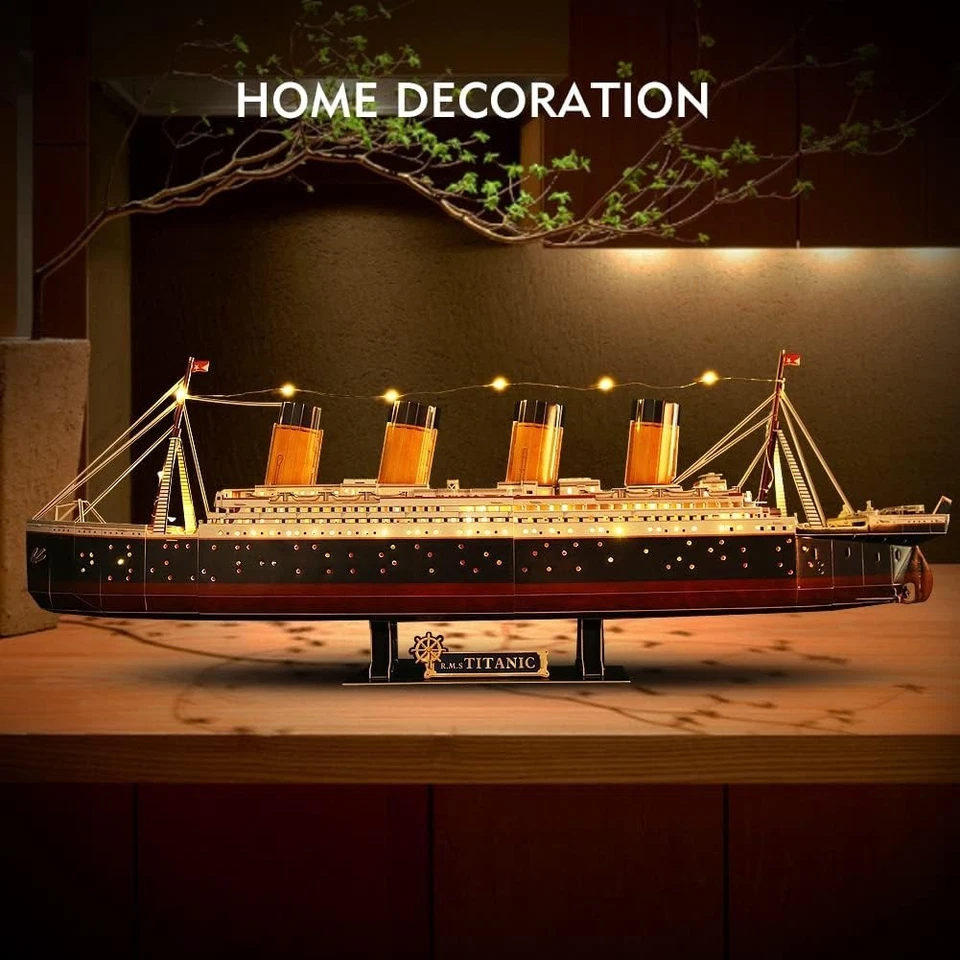 Ilumina tu espacio con el rompecabezas LED Titanic 3D - 266 piezas, diversión ecológica Foto 4 de 4