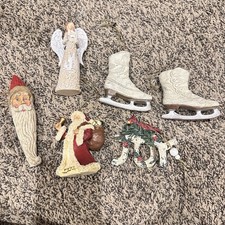 Lot Of 6 Rustic Farmhouse Classic Christmas Ornament Lot
