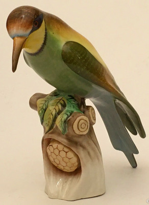 Rare Herend Bee-Eater (Gyurgyalag) Porcelain Bird Figurine Hungary Hand-Painted