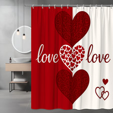 Love Hearts Red Shower Curtain for Valentine's Day
